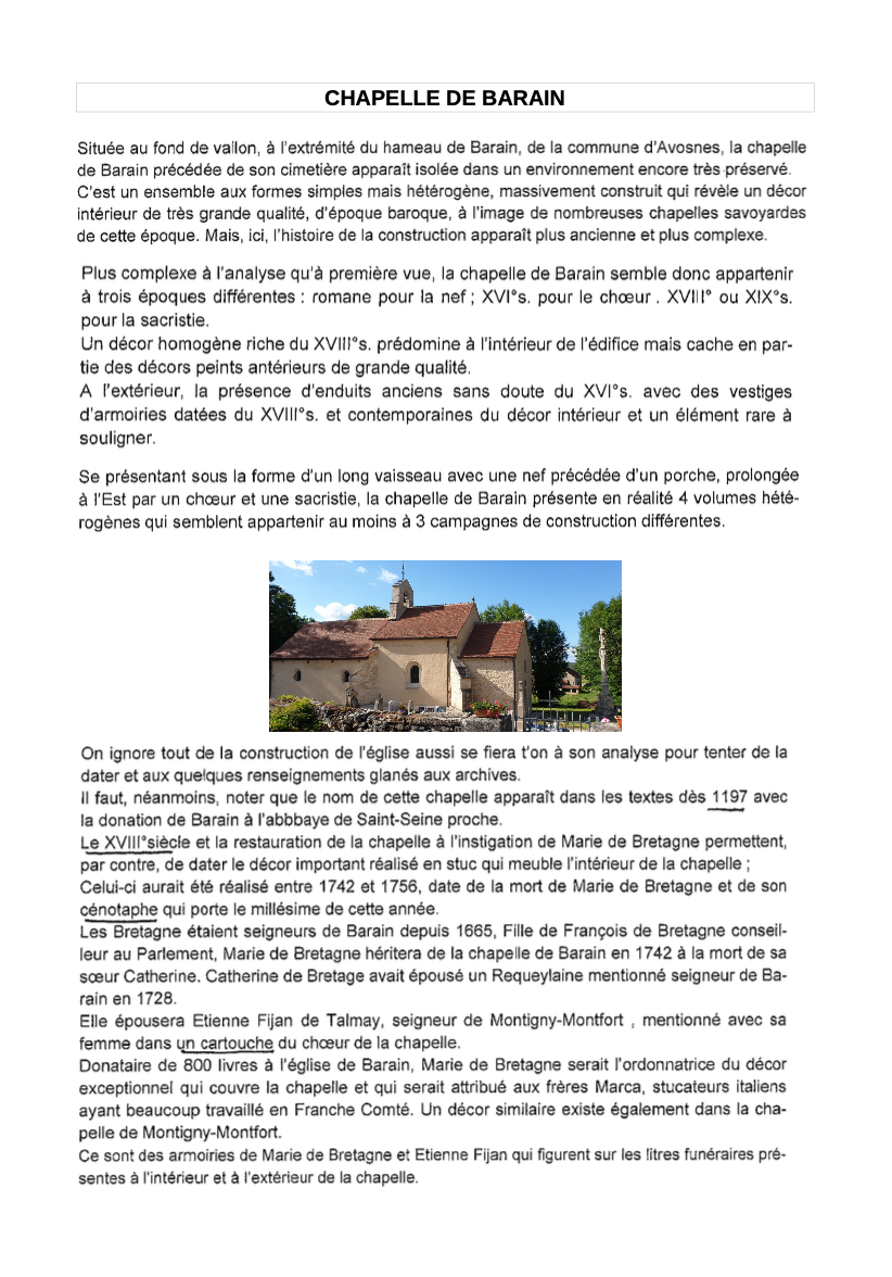 "Infos chapelle Barain"