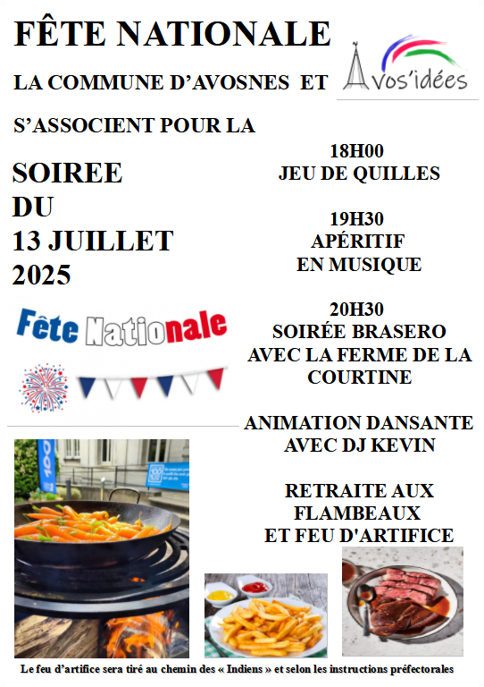 FETE NATIONALE AVOSNES 13 JUILLET 2025
